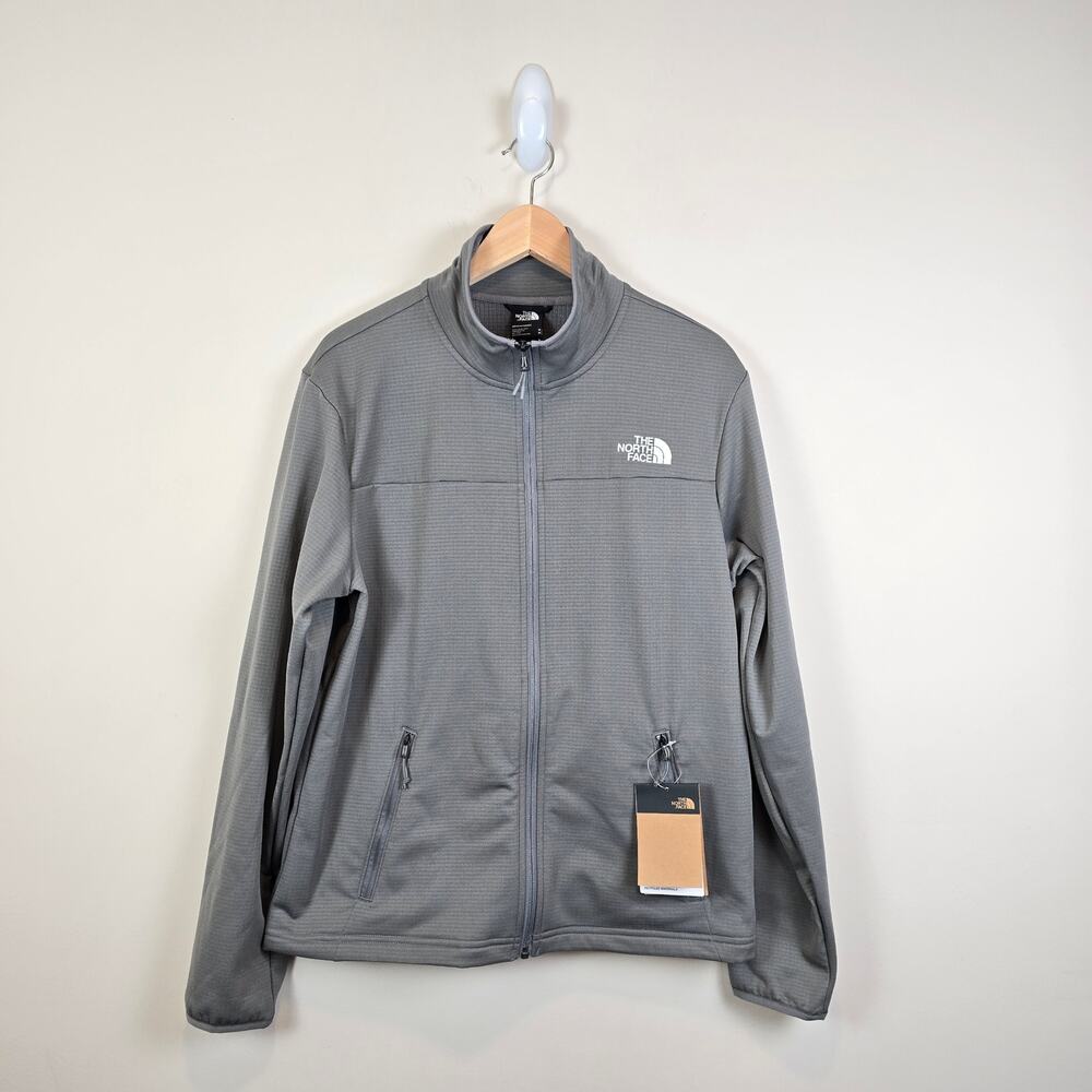 The North Face Mens Size L Cedar Trail Grid Fleece Full Zip Jacket Smoked Pearl